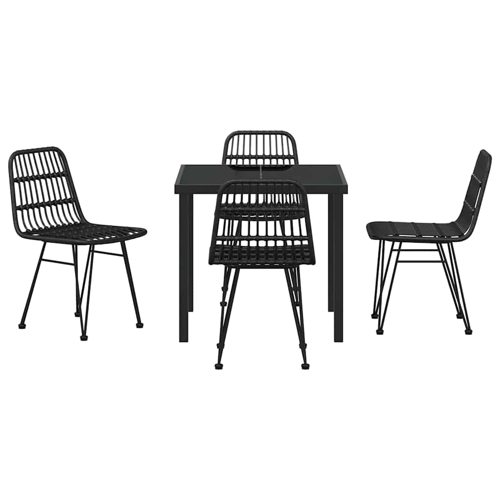 Garden Dining Set 5 pcs Black Powder-Coated Steel