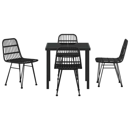 Garden Dining Set 5 pcs Black Powder-Coated Steel