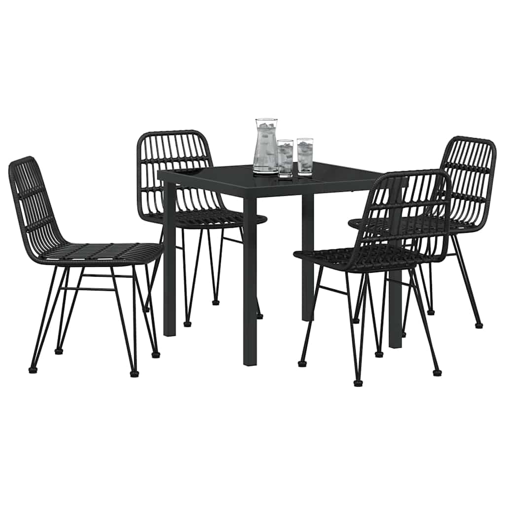 Garden Dining Set 5 pcs Black Powder-Coated Steel