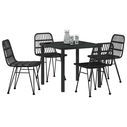 Garden Dining Set 5 pcs Black Powder-Coated Steel