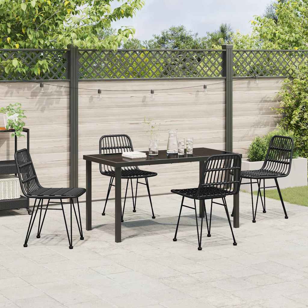 Garden Dining Set 5 pcs Black Powder-Coated Steel