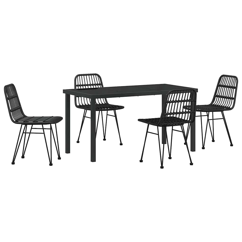 Garden Dining Set 5 pcs Black Powder-Coated Steel