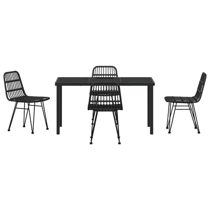 Garden Dining Set 5 pcs Black Powder-Coated Steel