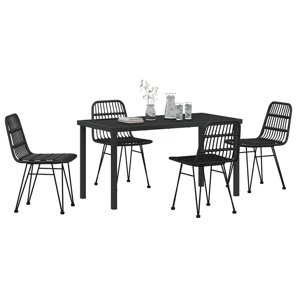Garden Dining Set 5 pcs Black Powder-Coated Steel