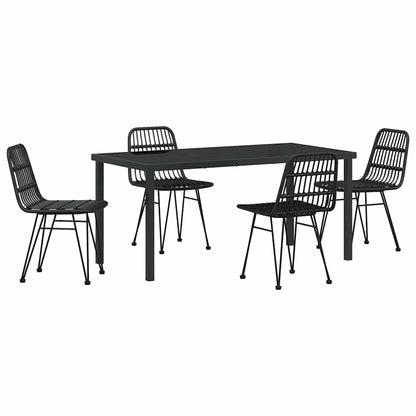 Garden Dining Set 5 pcs Black Powder-Coated Steel