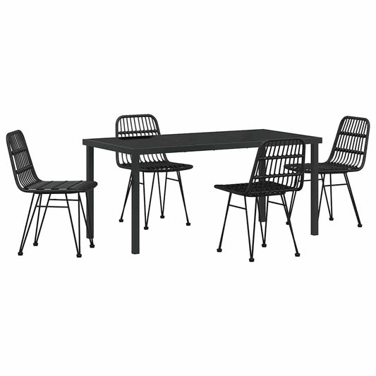 Garden Dining Set 5 pcs Black Powder-Coated Steel