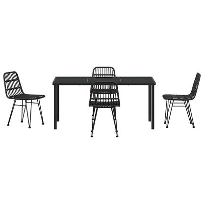 Garden Dining Set 5 pcs Black Powder-Coated Steel