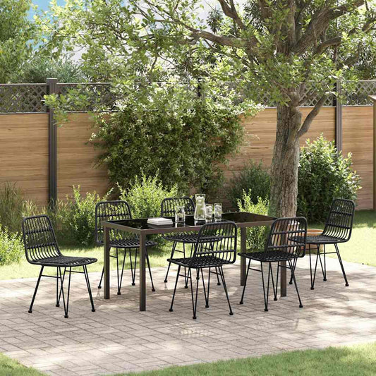 Garden Dining Set 7 pcs Black Powder-Coated Steel