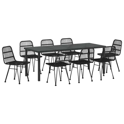 Garden Dining Set 9 pcs Black Powder-Coated Steel