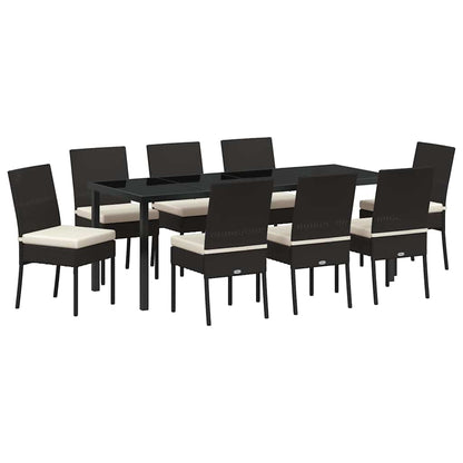 Garden Dining Set 9 pcs Cream Powder-Coated Steel