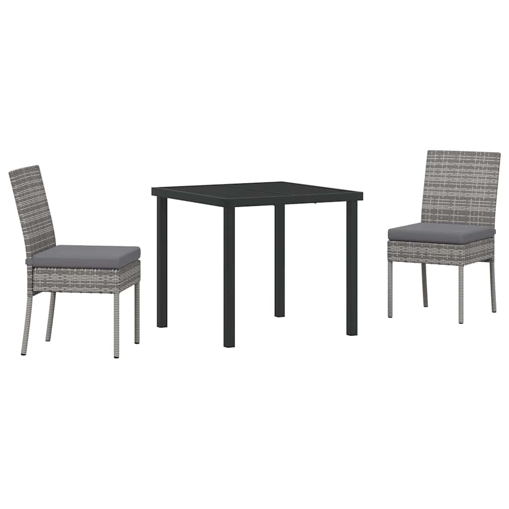 Garden Dining Set 3 pcs Grey Powder-Coated Steel