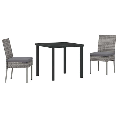 Garden Dining Set 3 pcs Grey Powder-Coated Steel