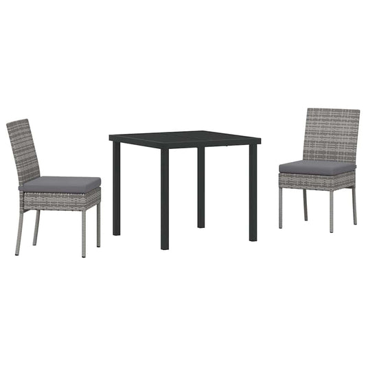 Garden Dining Set 3 pcs Grey Powder-Coated Steel