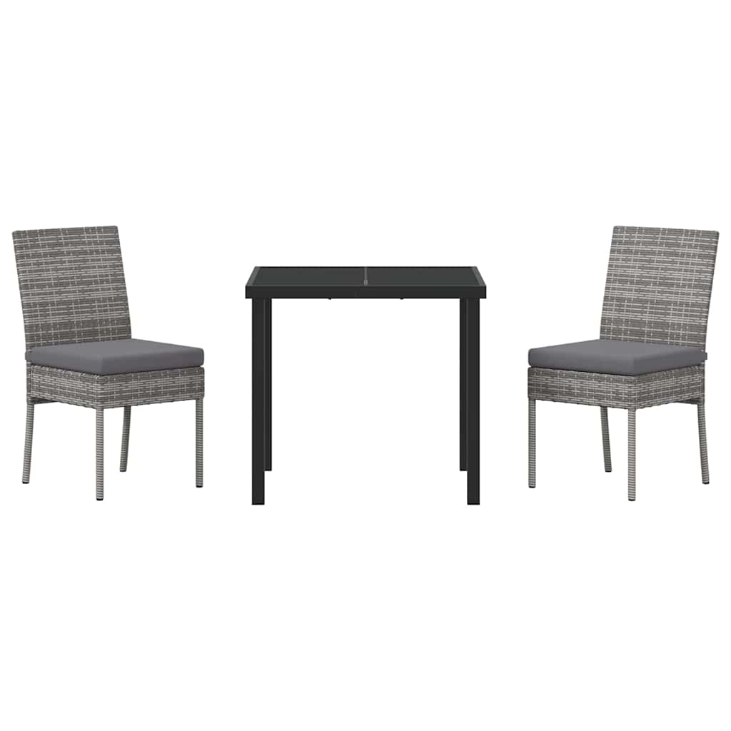 Garden Dining Set 3 pcs Grey Powder-Coated Steel