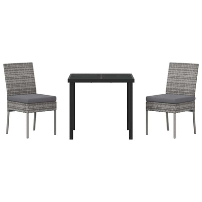 Garden Dining Set 3 pcs Grey Powder-Coated Steel