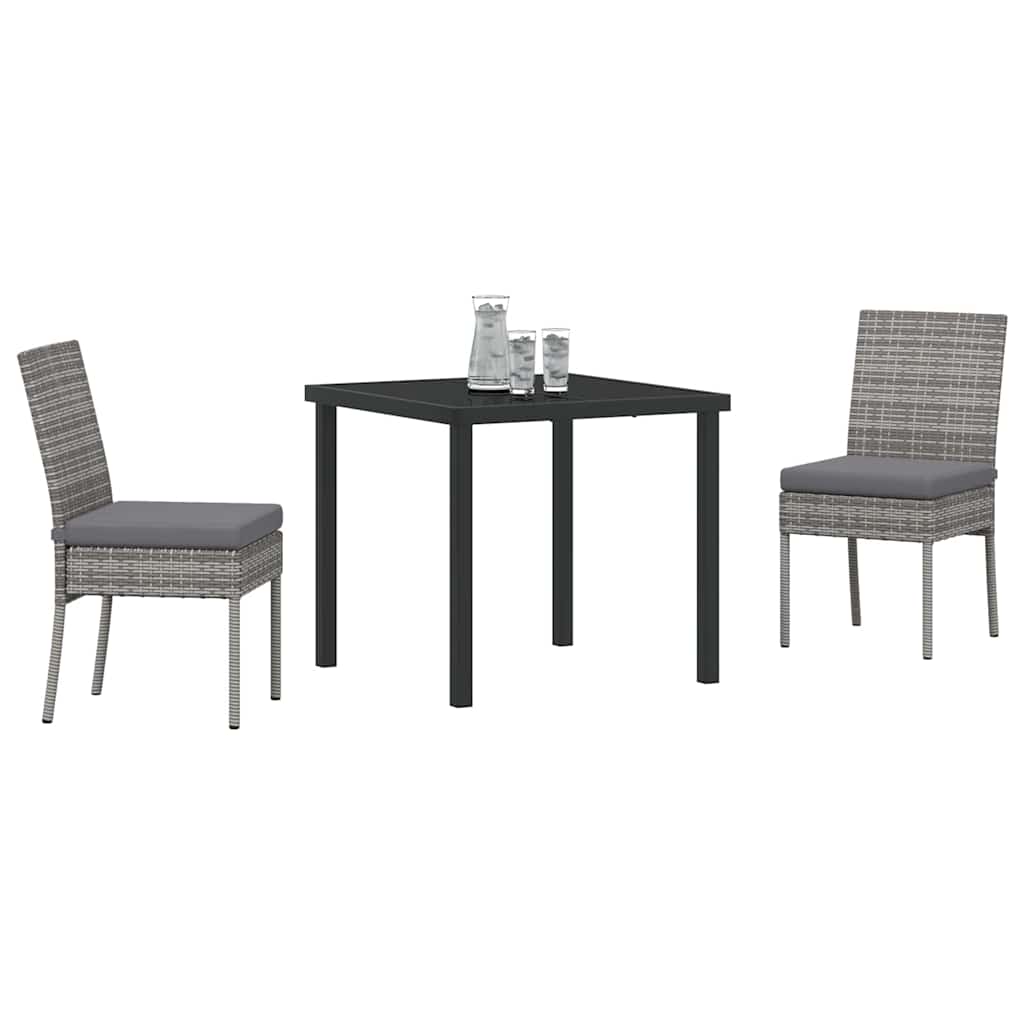 Garden Dining Set 3 pcs Grey Powder-Coated Steel