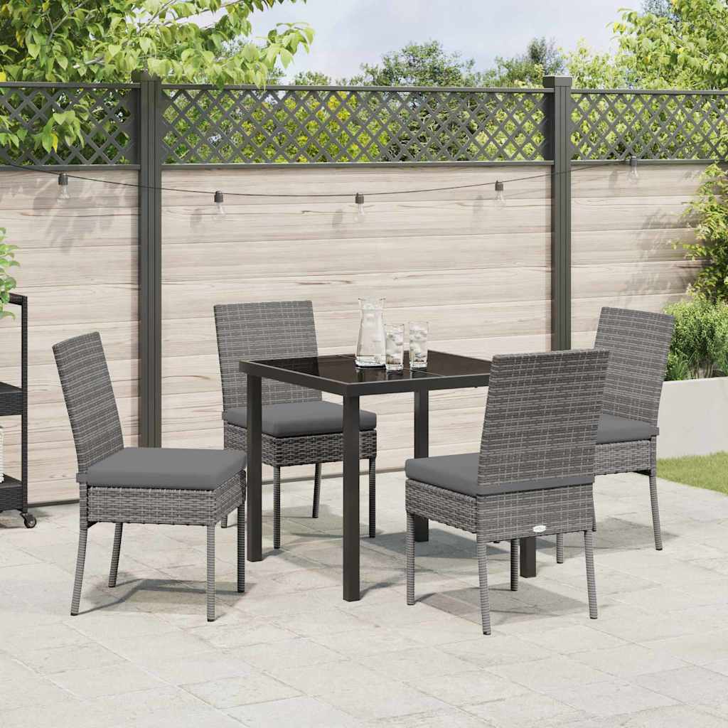 Garden Dining Set 5 pcs Grey Powder-Coated Steel