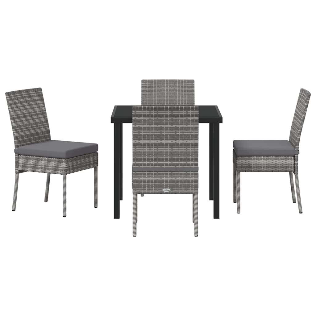 Garden Dining Set 5 pcs Grey Powder-Coated Steel
