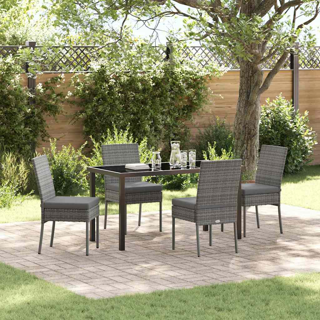 Garden Dining Set 5 pcs Grey Powder-Coated Steel