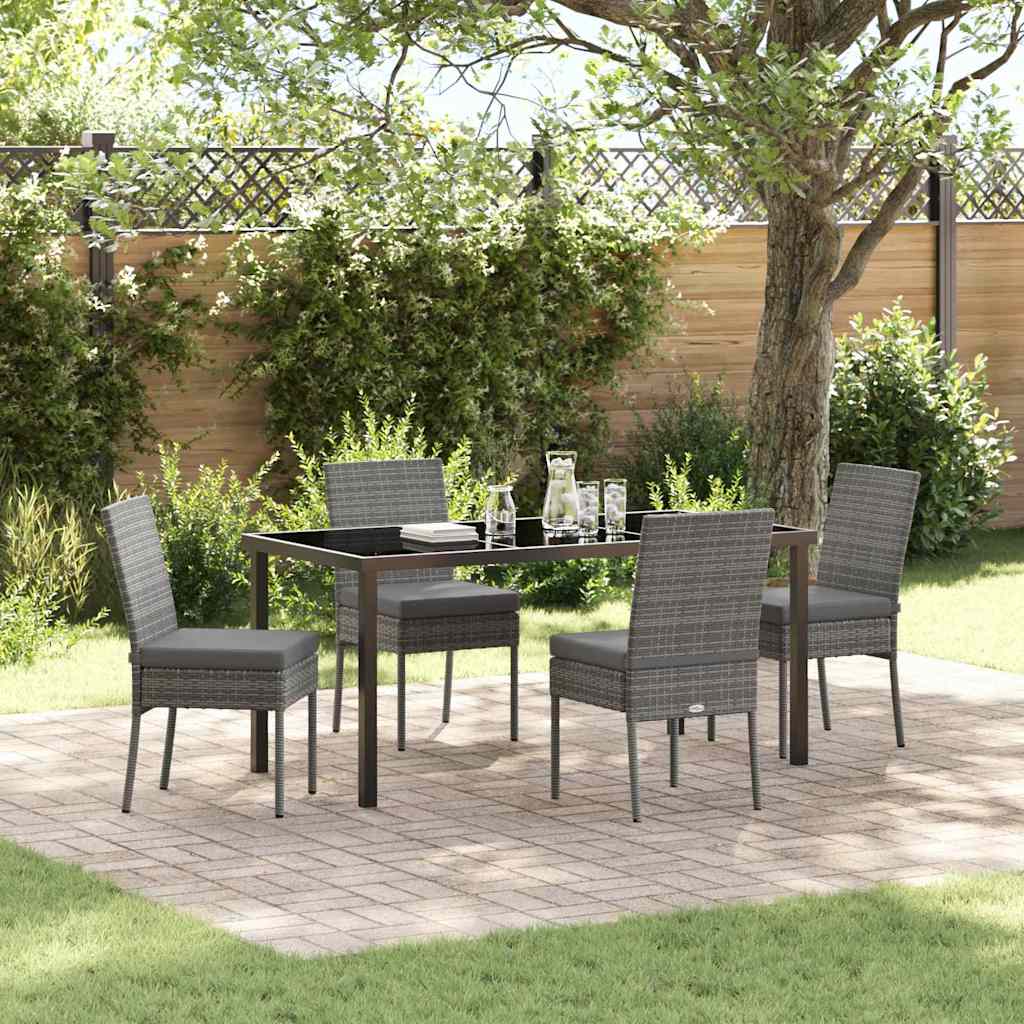 Garden Dining Set 5 pcs Grey Powder-Coated Steel