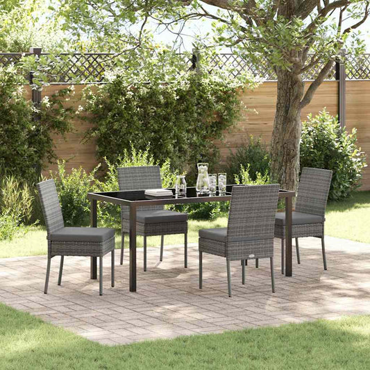 Garden Dining Set 5 pcs Grey Powder-Coated Steel