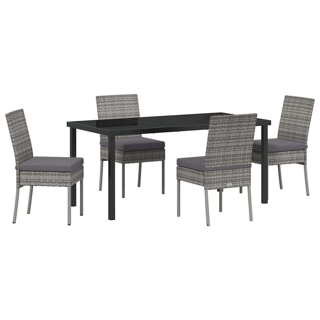 Garden Dining Set 5 pcs Grey Powder-Coated Steel
