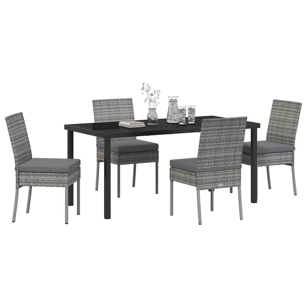 Garden Dining Set 5 pcs Grey Powder-Coated Steel