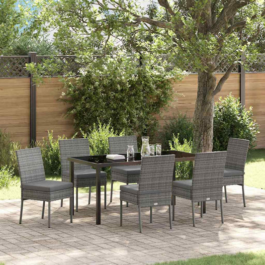 Garden Dining Set 7 pcs Grey Powder-Coated Steel