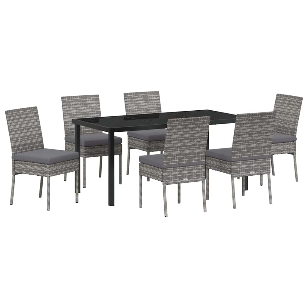 Garden Dining Set 7 pcs Grey Powder-Coated Steel