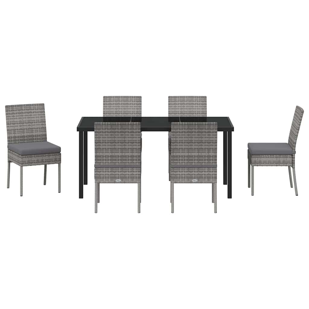 Garden Dining Set 7 pcs Grey Powder-Coated Steel