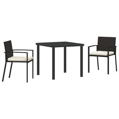 Garden Dining Set 3 pcs Black Powder-Coated Steel