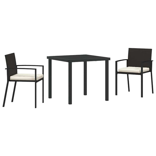 Garden Dining Set 3 pcs Black Powder-Coated Steel