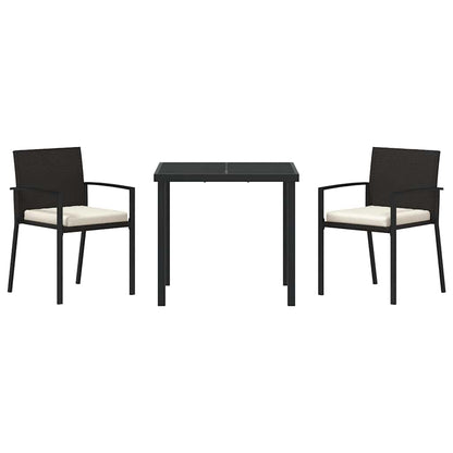 Garden Dining Set 3 pcs Black Powder-Coated Steel