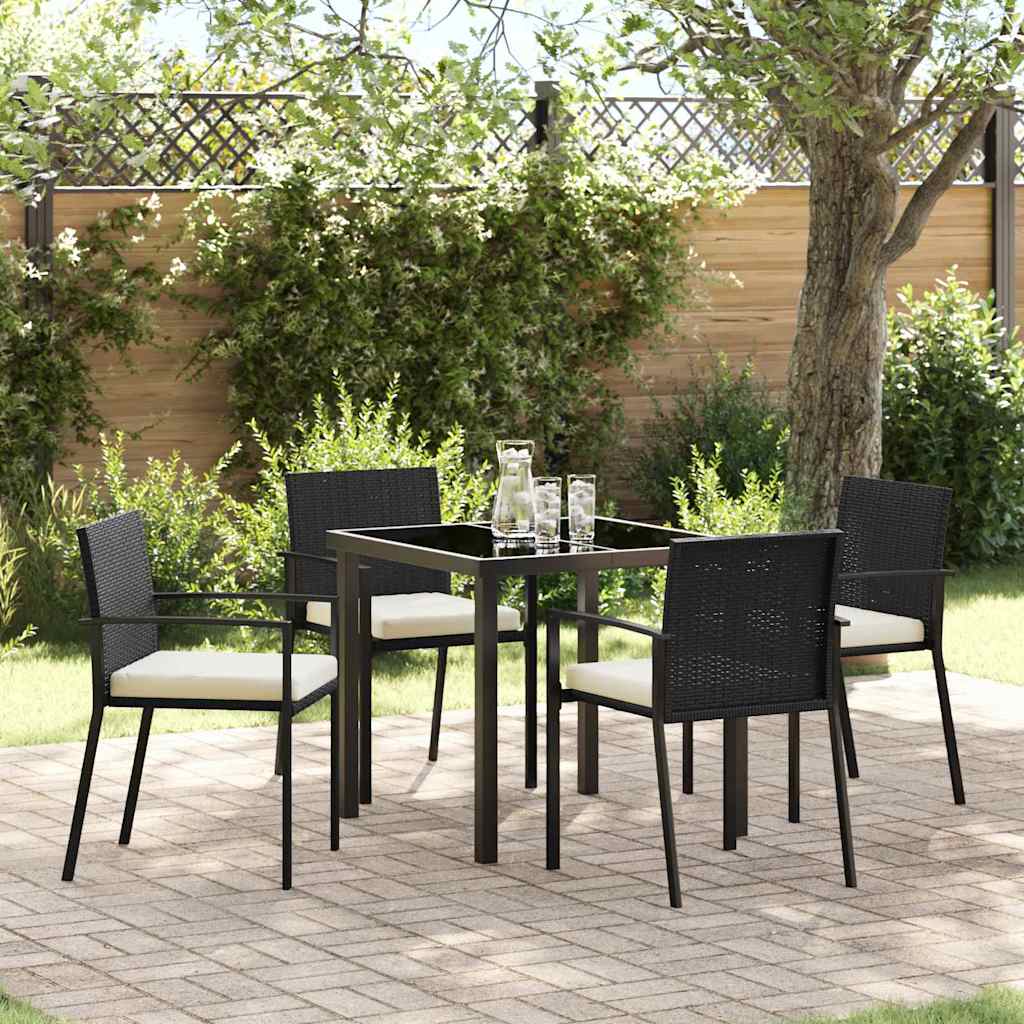 Garden Dining Set 5 pcs Black Powder-Coated Steel