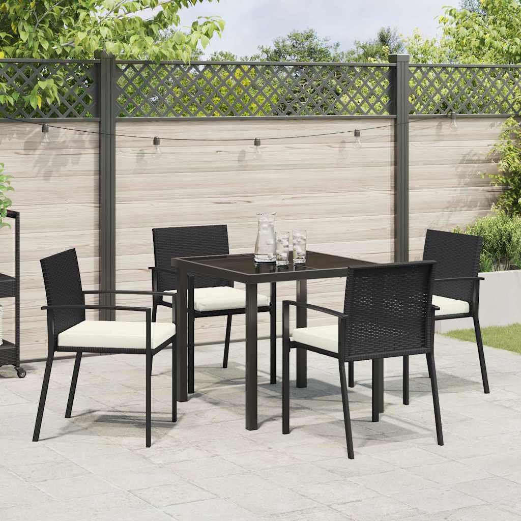 Garden Dining Set 5 pcs Black Powder-Coated Steel
