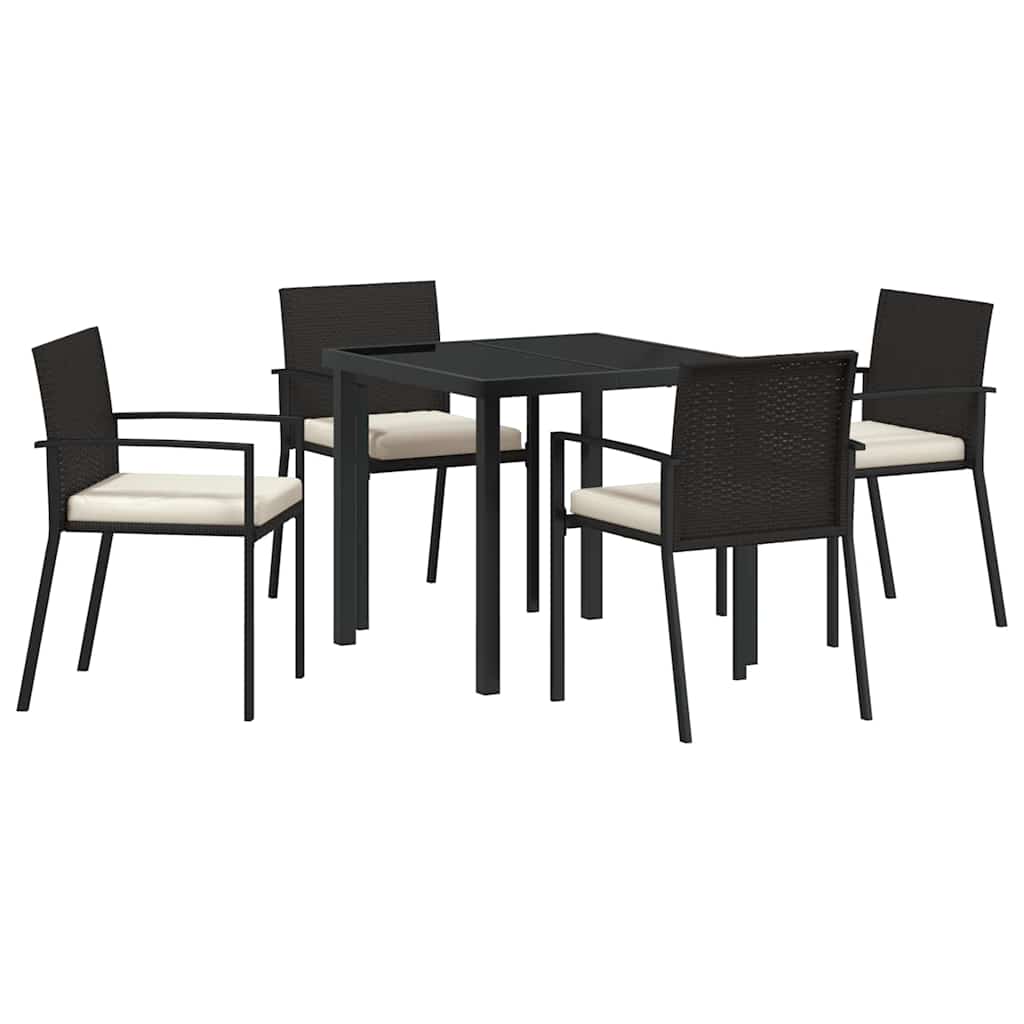 Garden Dining Set 5 pcs Black Powder-Coated Steel