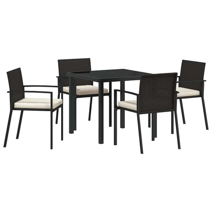 Garden Dining Set 5 pcs Black Powder-Coated Steel