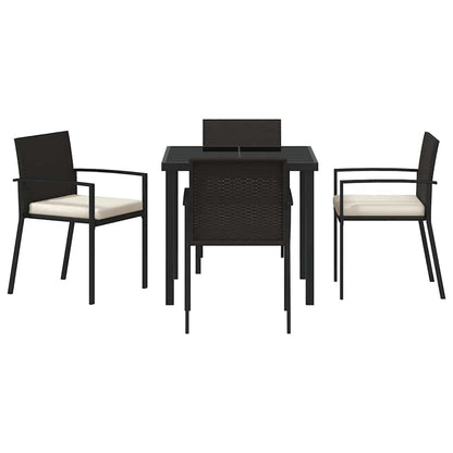 Garden Dining Set 5 pcs Black Powder-Coated Steel