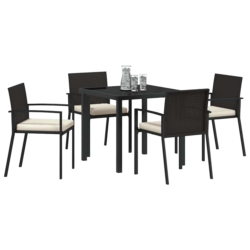 Garden Dining Set 5 pcs Black Powder-Coated Steel