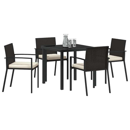 Garden Dining Set 5 pcs Black Powder-Coated Steel
