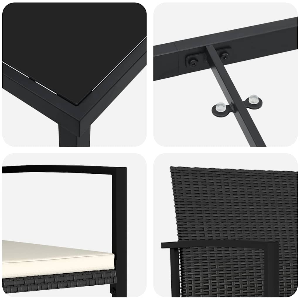 Garden Dining Set 5 pcs Black Powder-Coated Steel