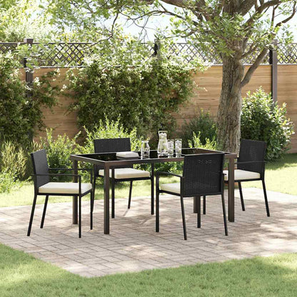 Garden Dining Set 5 pcs Black Powder-Coated Steel