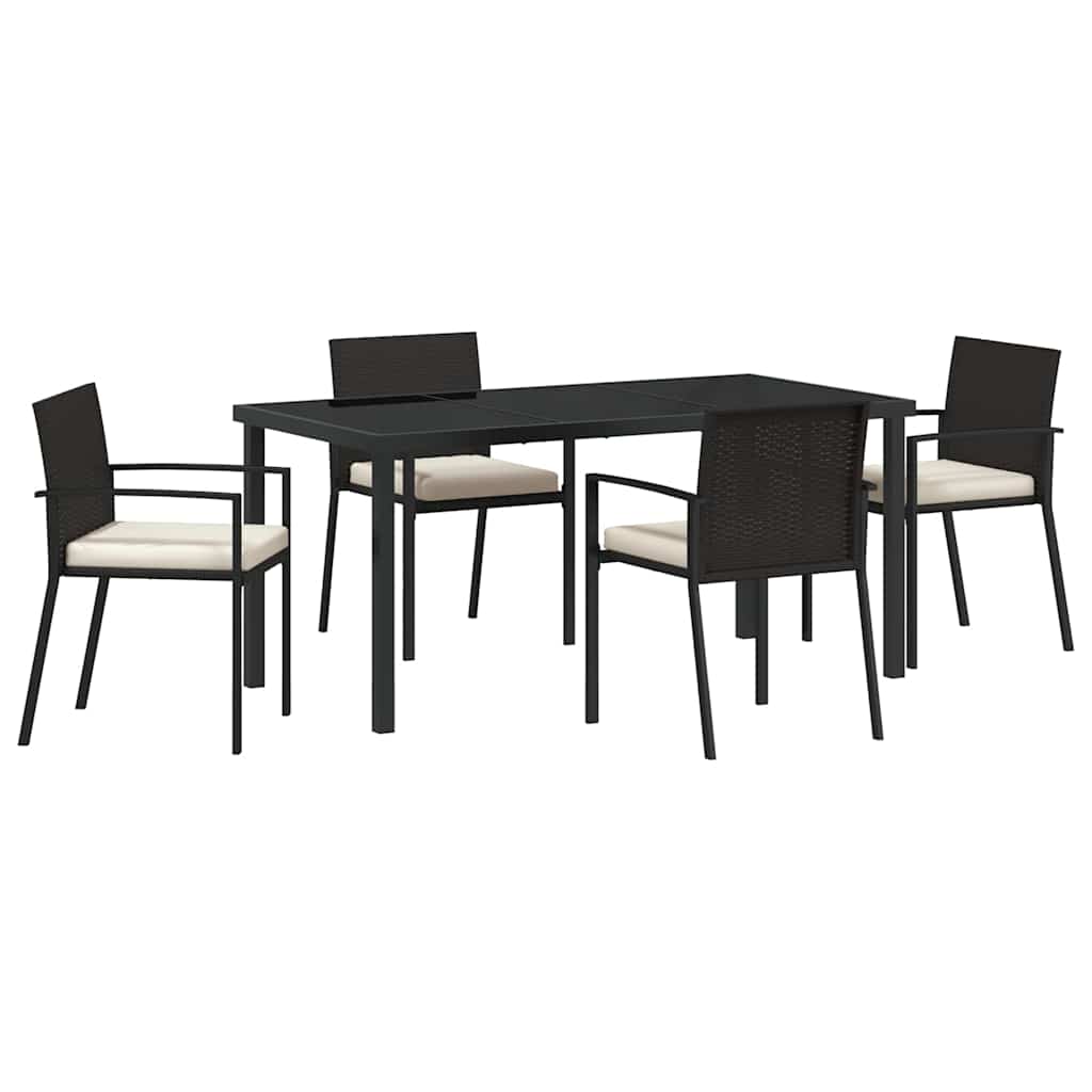Garden Dining Set 5 pcs Black Powder-Coated Steel