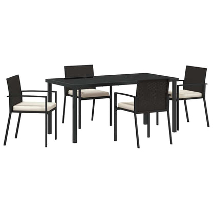 Garden Dining Set 5 pcs Black Powder-Coated Steel