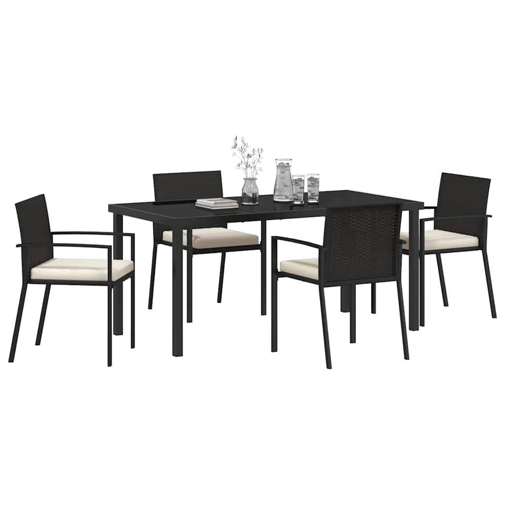 Garden Dining Set 5 pcs Black Powder-Coated Steel