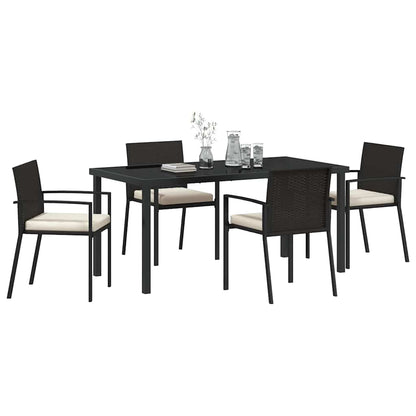 Garden Dining Set 5 pcs Black Powder-Coated Steel