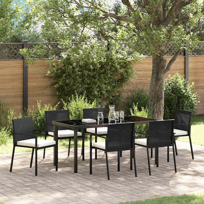 Garden Dining Set 7 pcs Black Powder-Coated Steel