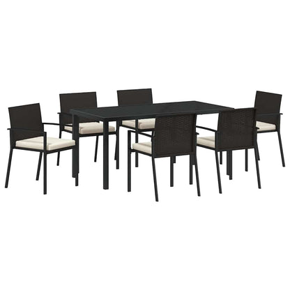 Garden Dining Set 7 pcs Black Powder-Coated Steel