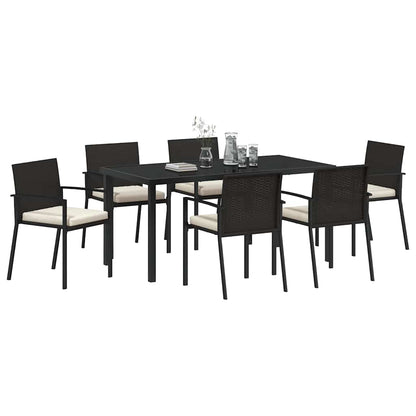 Garden Dining Set 7 pcs Black Powder-Coated Steel