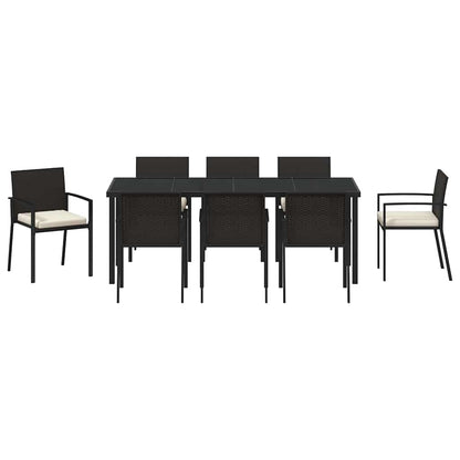 Garden Dining Set 9 pcs Black Powder-Coated Steel